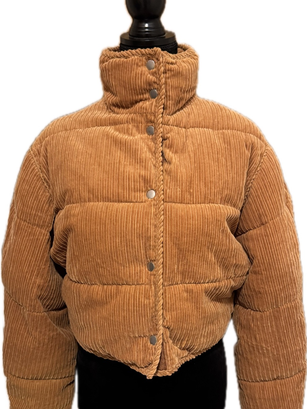 Urban Outfitters Corduroy Puffer Jacket in Camel Brown XS